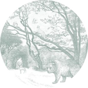 ESTAhome Selbstklebende Runde Tapete Wald Mit Waldtieren Grün Ø 140 cm 159084