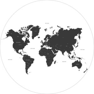 ESTAhome Selbstklebende Runde Tapete Weltkarte Schwarz-Weiß Ø 140 cm 159009