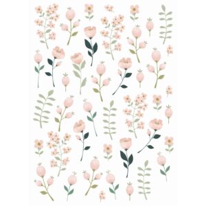 ESTAhome Wandtattoo Blumen Weiß Rosa und Grün 47