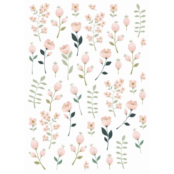 ESTAhome Wandtattoo Blumen Weiß Rosa und Grün 47