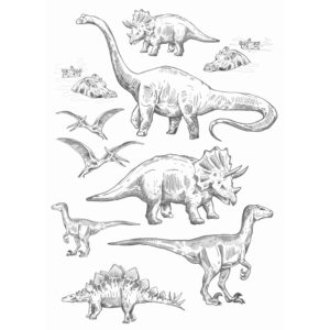 ESTAhome Wandtattoo Dinosaurier Schwarz-Weiß 47