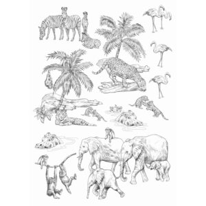 ESTAhome Wandtattoo Dschungeltiere Schwarz-Weiß 47