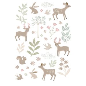 ESTAhome Wandtattoo Hirsche Beige und Grün 33 cm x 47