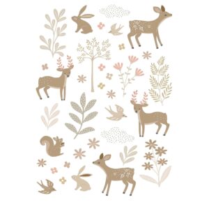 ESTAhome Wandtattoo Hirsche Beige und Rosa 33 cm x 47