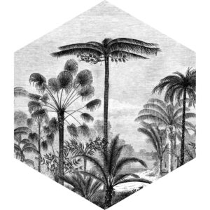 ESTAhome Wandtattoo Tropische Landschaft Mit Palmen Schwarz-Weiß 70 x 81 cm 159000