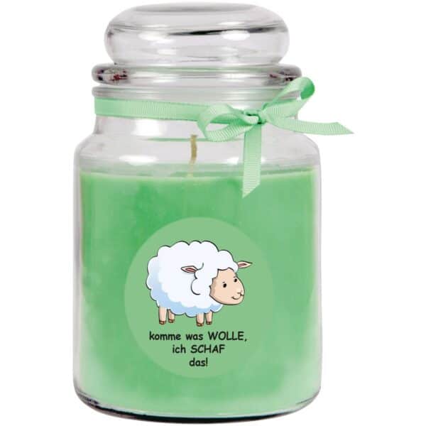 HS Candle Duftkerze & Bonbon Glas Comic Kokos Grün