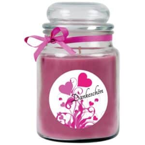 HS Candle Duftkerze & Bonbon Glas Danke Lavendel Lila