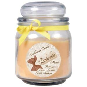 HS Candle Duftkerze & Bonbon Glas Danke Vanille Gelb
