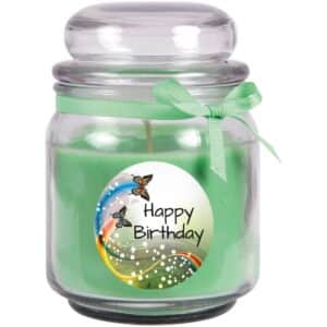 HS Candle Duftkerze & Bonbon Glas Geburtstag Grün Kokos