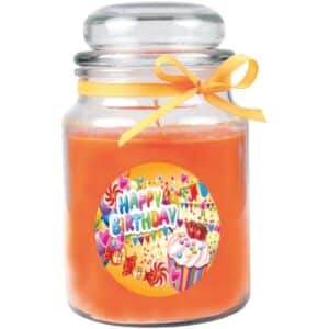 HS Candle Duftkerze & Bonbon Glas Geburtstag Honigmelone Orange