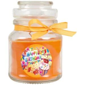 HS Candle Duftkerze & Bonbon Glas Geburtstag Orange Honigmelone