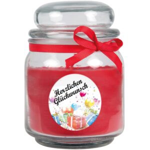 HS Candle Duftkerze & Bonbon Glas Geburtstag Rot Rose