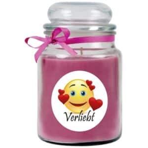 HS Candle Duftkerze & Bonbon Glas Herzen Lila Lavendel