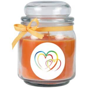 HS Candle Duftkerze & Bonbon Glas Herzen Orange Honigmelone