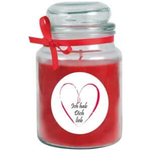 HS Candle Duftkerze & Bonbon Glas Herzen Rose Rot