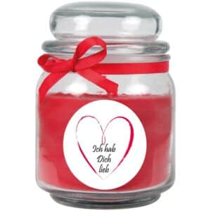 HS Candle Duftkerze & Bonbon Glas Herzen Rot Rose
