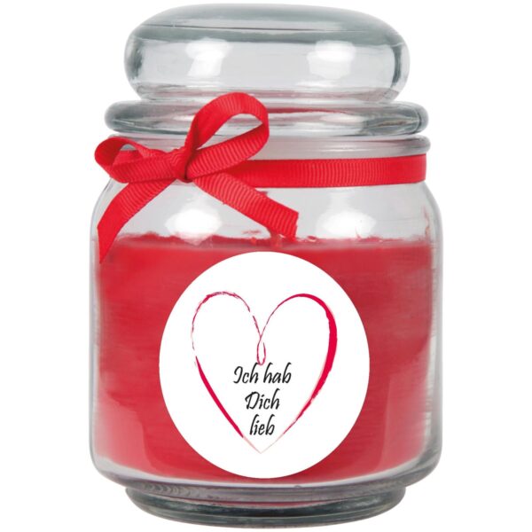 HS Candle Duftkerze & Bonbon Glas Herzen Rot Rose