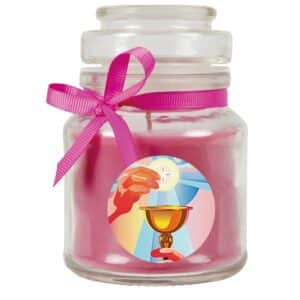 HS Candle Duftkerze & Bonbon Glas Kommunion Lavendel Lila