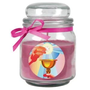 HS Candle Duftkerze & Bonbon Glas Kommunion Lila Lavendel