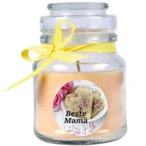 HS Candle Duftkerze & Bonbon Glas Muttertag Gelb Vanille