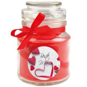 HS Candle Duftkerze & Bonbon Glas Muttertag Rose Rot