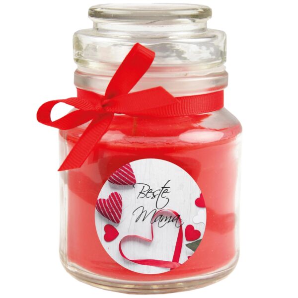 HS Candle Duftkerze & Bonbon Glas Muttertag Rose Rot