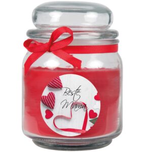 HS Candle Duftkerze & Bonbon Glas Muttertag Rot Rose