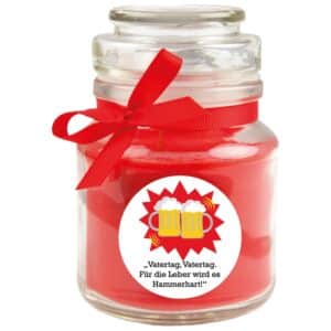 HS Candle Duftkerze & Bonbon Glas Vatertag Rose Rot