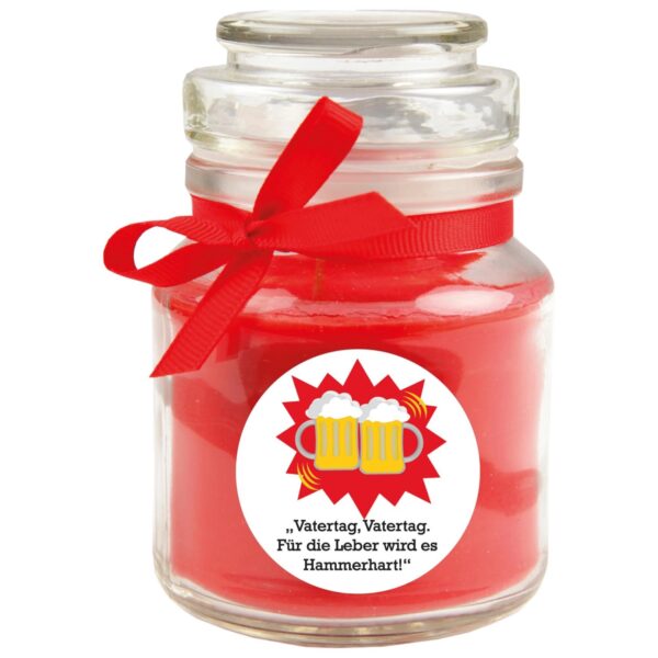 HS Candle Duftkerze & Bonbon Glas Vatertag Rose Rot