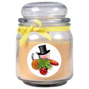 HS Candle Duftkerze & Bonbon Glas Viel Glück Gelb Vanille