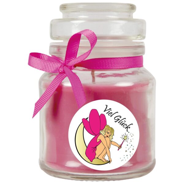 HS Candle Duftkerze & Bonbon Glas Viel Glück Lavendel Lila