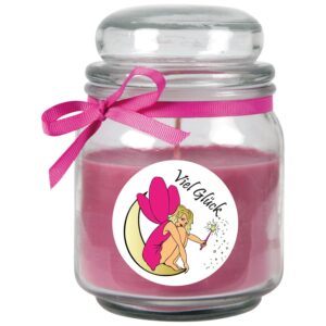 HS Candle Duftkerze & Bonbon Glas Viel Glück Lila Lavendel
