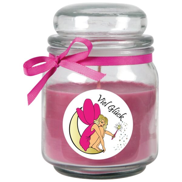 HS Candle Duftkerze & Bonbon Glas Viel Glück Lila Lavendel