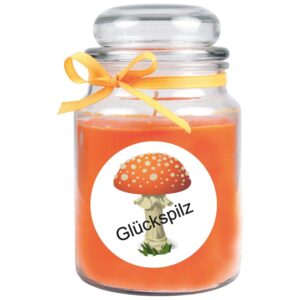 HS Candle Duftkerze & Bonbon Glas Viel Glück Orange Honigmelone