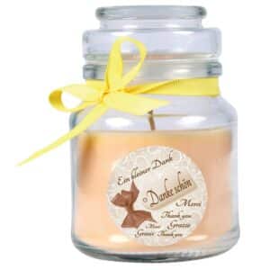 HS Candle Duftkerze & Glas Danke Gelb Vanille