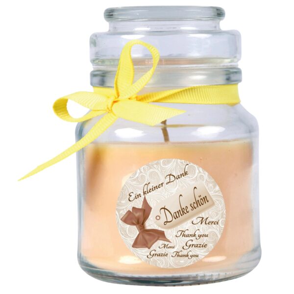 HS Candle Duftkerze & Glas Danke Gelb Vanille