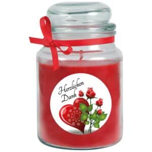 HS Candle Duftkerze & Glas Danke Rose Rot