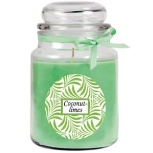 HS Candle Duftkerze & Glas Duft Schriftzug Bonbon Ø10 cm Coconut Limes