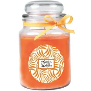 HS Candle Duftkerze & Glas Duft Schriftzug Bonbon Ø10 cm Honigmelone
