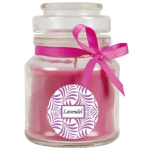 HS Candle Duftkerze & Glas Duft Schriftzug Bonbon Ø7 cm Lavendel