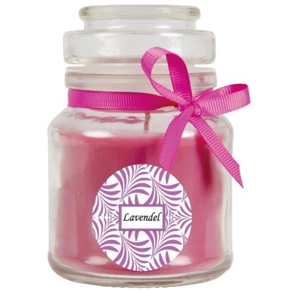 HS Candle Duftkerze & Glas Duft Schriftzug Bonbon Ø7 cm Lavendel