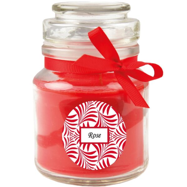 HS Candle Duftkerze & Glas Duft Schriftzug Bonbon Ø7 cm Rose