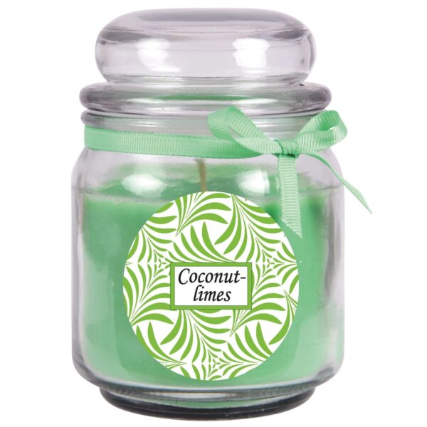 HS Candle Duftkerze & Glas Duft Schriftzug Bonbon Ø9 cm Coconut Limes