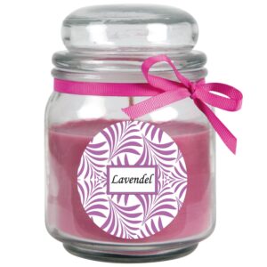 HS Candle Duftkerze & Glas Duft Schriftzug Bonbon Ø9 cm Lavendel