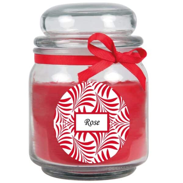 HS Candle Duftkerze & Glas Duft Schriftzug Bonbon Ø9 cm Rose