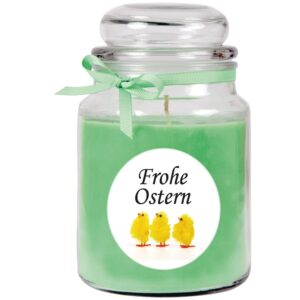 HS Candle Duftkerze & Glas Frohe Ostern Bonbon Ø10 cm Coconut Limes Küken
