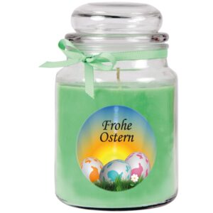 HS Candle Duftkerze & Glas Frohe Ostern Bonbon Ø10 cm Coconut Limes Ostereier