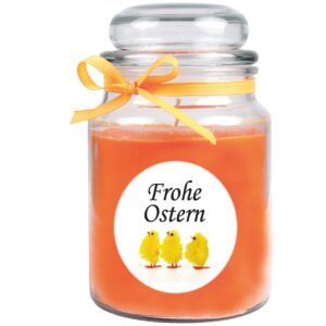 HS Candle Duftkerze & Glas Frohe Ostern Bonbon Ø10 cm Honigmelone Küken