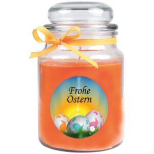 HS Candle Duftkerze & Glas Frohe Ostern Bonbon Ø10 cm Honigmelone Ostereier