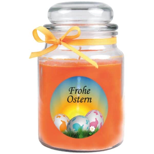 HS Candle Duftkerze & Glas Frohe Ostern Bonbon Ø10 cm Honigmelone Ostereier